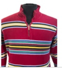 Lauren Ralph Lauren Sweater Men Size M Red Stripe Cotton 1/4 Zip Long Sleeve Y2K