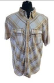 prAna Holstad Shirt Men’s Size XL Yellow Plaid Short Sleeve Snap Western EUC