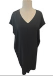 Eileen Fisher Midi Dress Womens XXS Black 100% Silk Kaftan Sheath Beach Boho