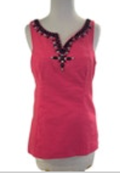 Lilly Pulitzer Coral Beaded Rhinestone Neckline Sz 6 Sleeveless Zip Back Lined