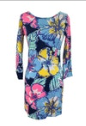 Lilly Pulitzer Dress Womens Size XXS Blue Pink Yellow Multicolor Sheath