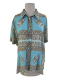Via Design Vintage Blouse Short Sleeve Shirt Womens Designer Button up READ