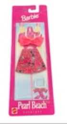 1997 Mattel Barbie Pearl Beach Fashions Pink Halter Skirt Outfit Cat Eye Glasses