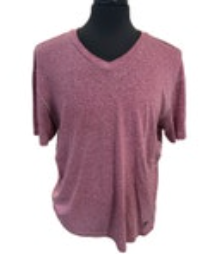 Cremieux Men’s V-Neck Red Heathered Inset Stitch T-Shirt Size Large Soft Logo