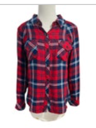 Rails Womens Small Red Blue Plaid Flannel Grunge Button Pockets Longsleeve Shirt