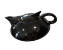Vintage Mid Century Modern Black Ceramic Teapot Streamline Atomic Design Sundial