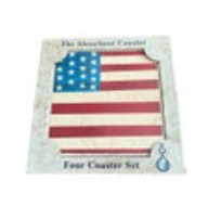 Patriotic American Flag Absorbent Stone 3.5" Coasters 4 USA New Absorbastone