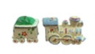 Vintage Cast Iron Train Salt & Pepper Shakers Hand Painted Locomotive Coal Car