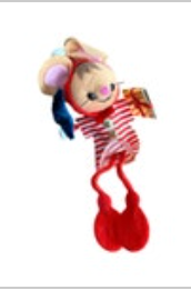 Vintage MCM Christmas Mouse Ornament Felt Scribe Retro Red Stripe