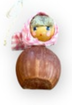 MCM Vintage Christmas Pink Girl Hand painted Hazelnut Nut Ornament