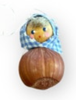 MCM Vintage Christmas Blue Girl Hand painted Hazelnut Nut Ornament