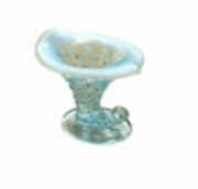 Fenton Hobnail Style Blue French Opalescent Cornucopia Horn Small Vase