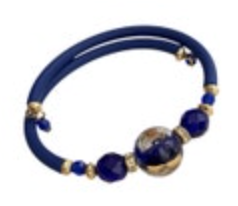 National Geographic Glass Venetian Blue Glamour Bracelet Royal Blue And Gold 7+”