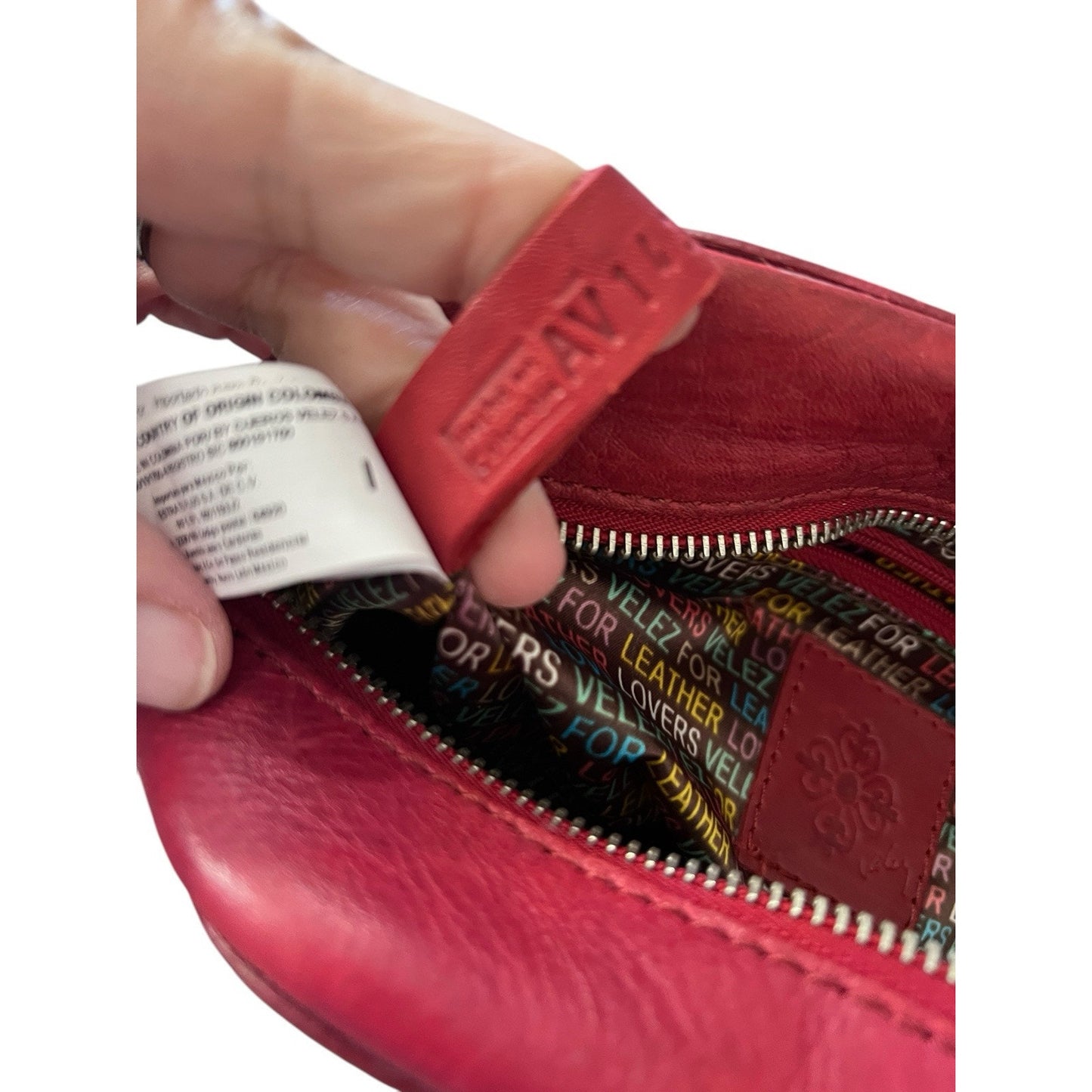 Velez Leather Handbag Crossbody Red Tassels Adjustable Strap