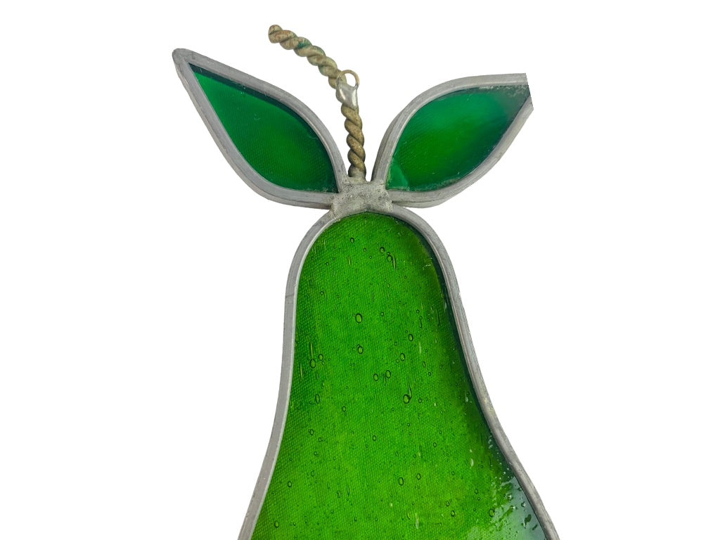 Green Pear Stained Glass Suncatcher Window Hanging Ornament 5 1/4" x 2 1/4"