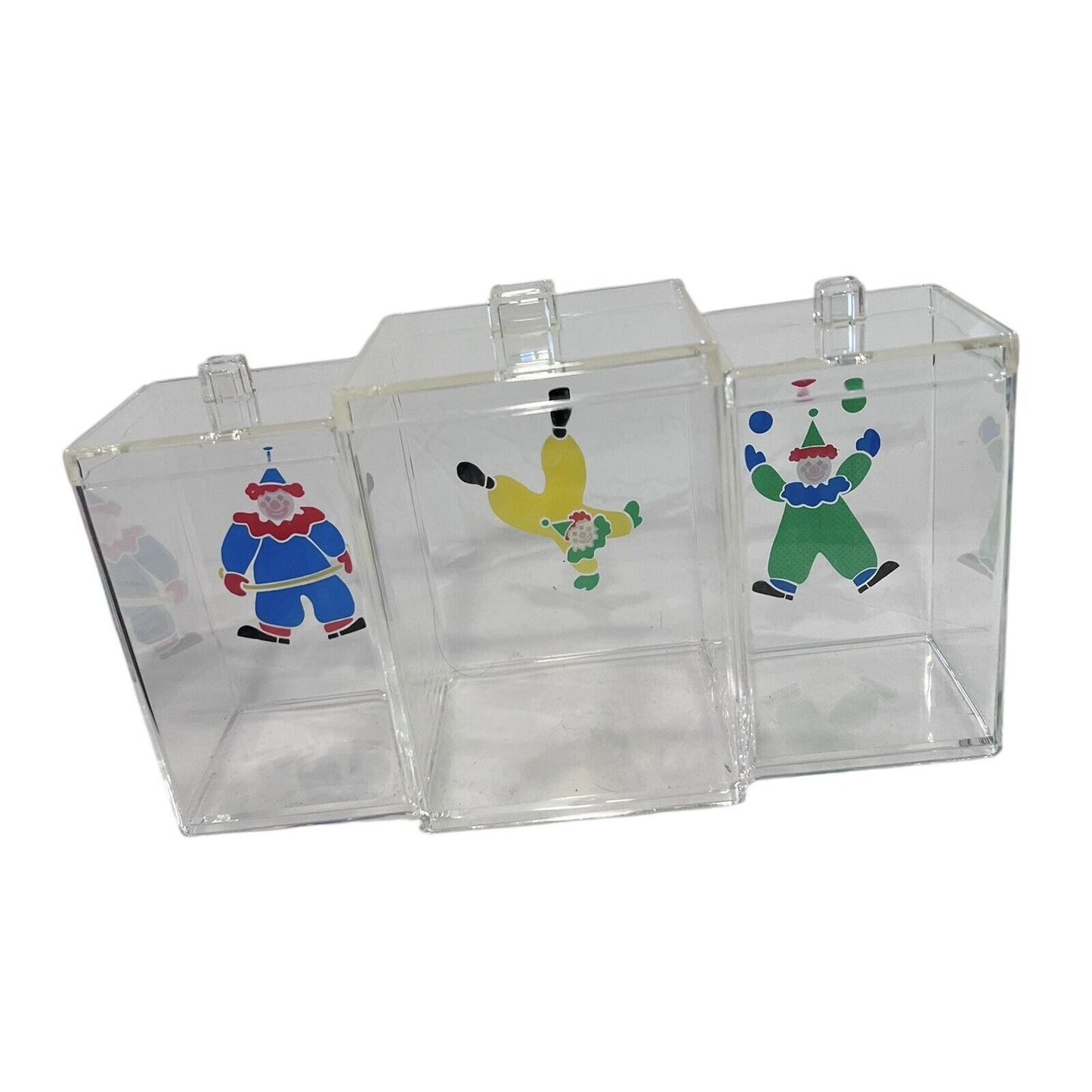 Vintage Nursery Organizer With Clowns Lidded Infant Baby 3 Compartment