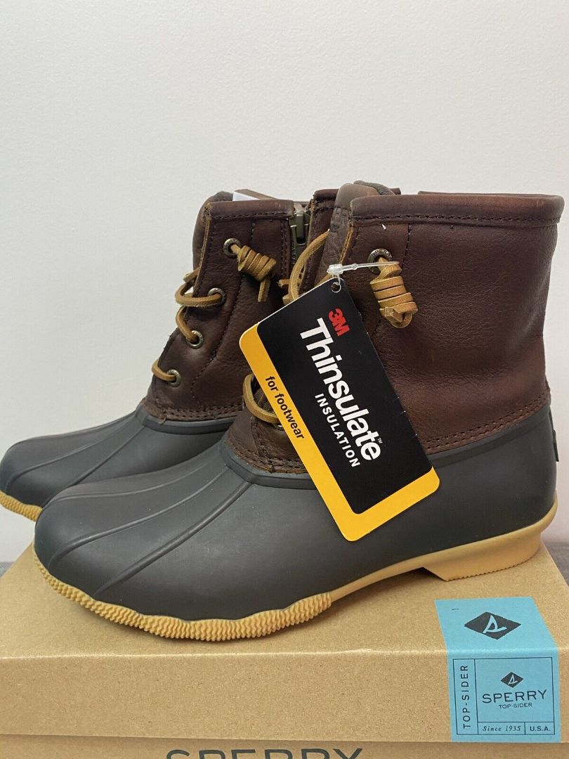 6 .5 Sperry Top-Sider Women's Saltwater Thin Edge Brown Rainboots Duck Boots NIB