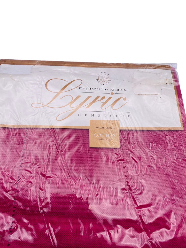 Lyric Hemstitch Berry Cotton Enhanced 60" x 104" Oblong Tablecloth