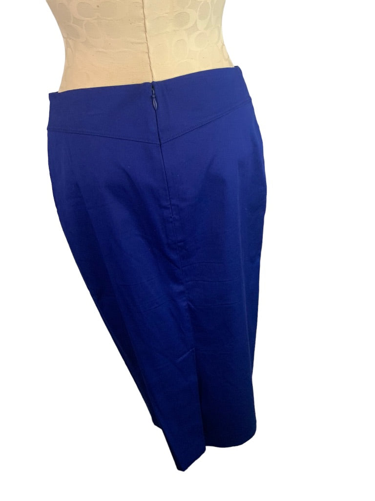 6 7th Avenue Cobalt Blue Suit Skirt Below Knee Back Zip Tea Length