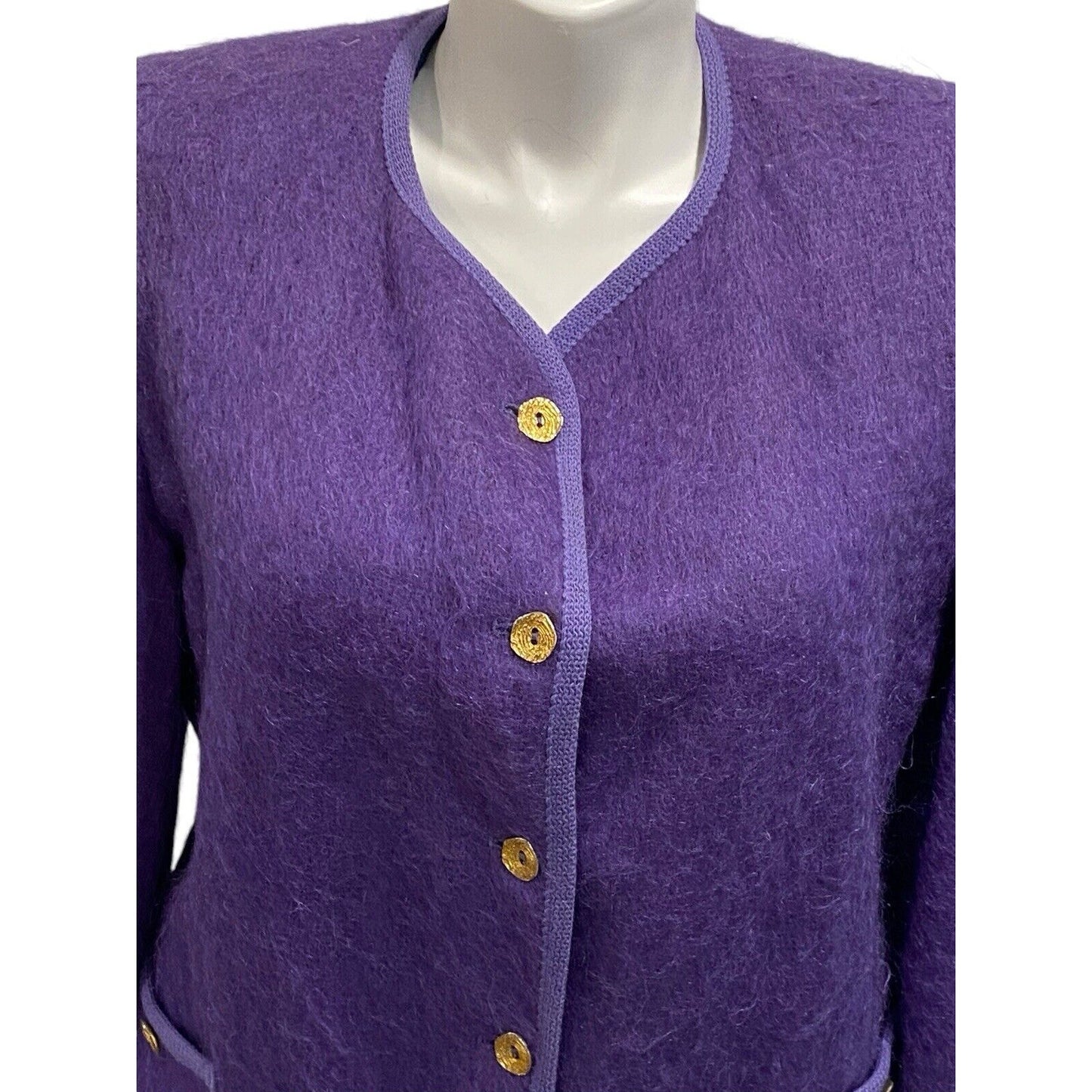 14 Rannoch Design Womens Blazer Jacket Royalty Purple Wool Mohair Scotland Vtg
