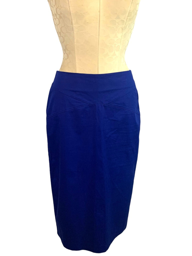 6 7th Avenue Cobalt Blue Suit Skirt Below Knee Back Zip Tea Length