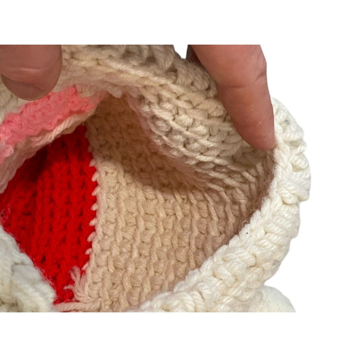 Kids Christmas Knitted Santa Beanie Hat Festive Holiday Party Vintage Handmade