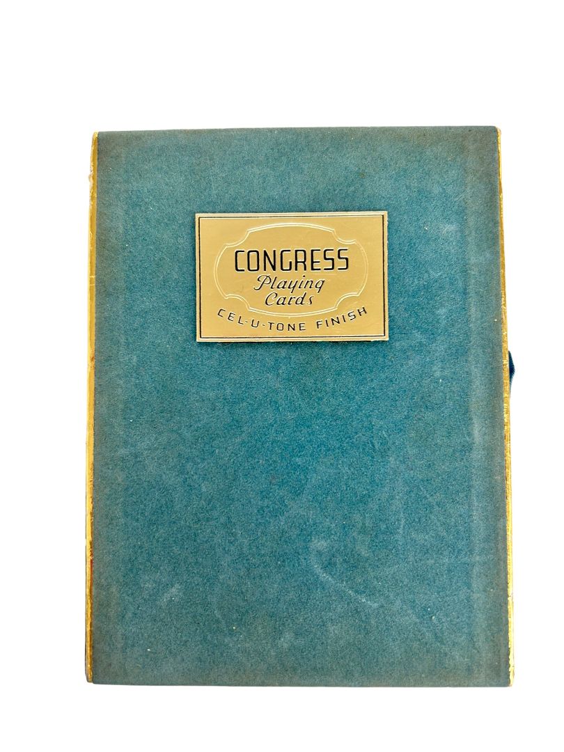 Vintage Congress Playing Cards Cel-U-Tone Finish 295 296 Boxed Used