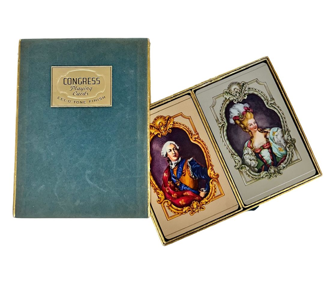 Vintage Congress Playing Cards Cel-U-Tone Finish 295 296 Boxed Used