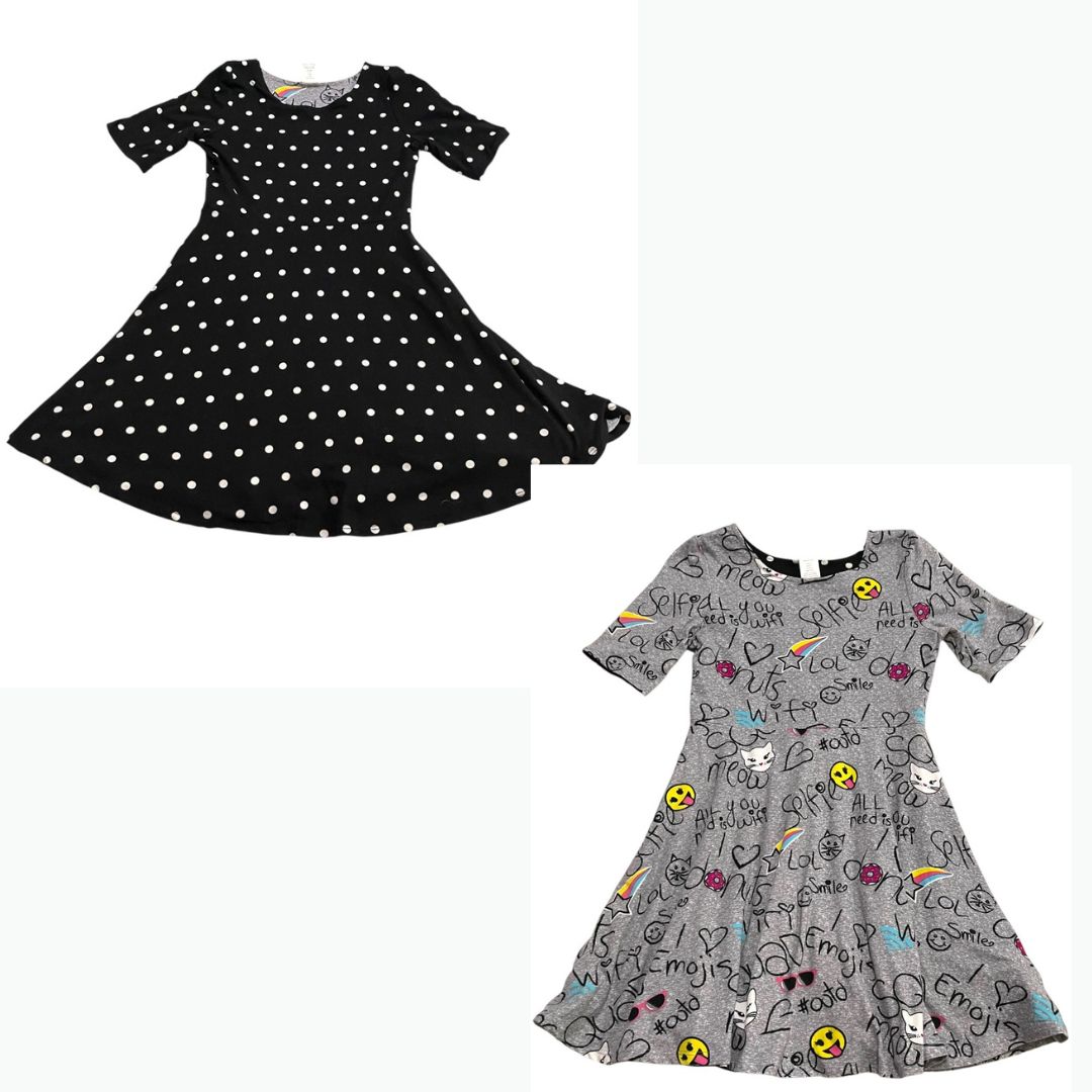 Size 8 Emily West Girls Reversible Tshirt Dress Polka Dot Graphic