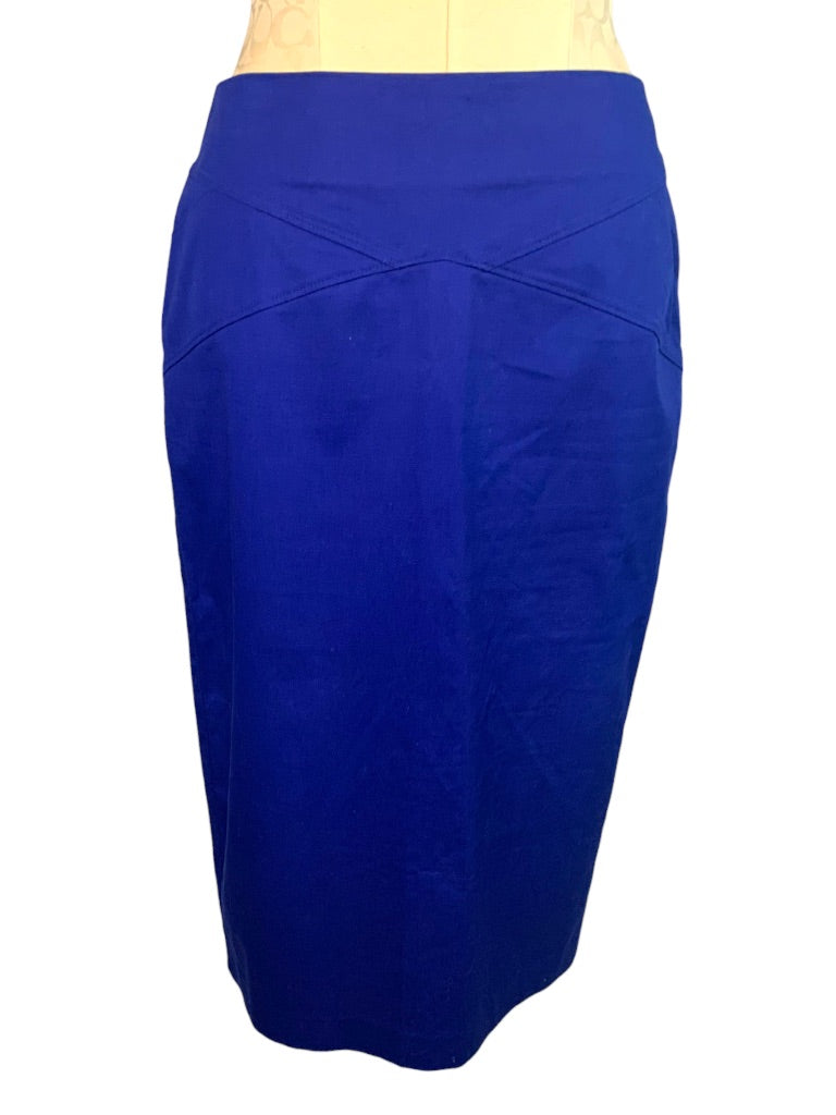 6 7th Avenue Cobalt Blue Suit Skirt Below Knee Back Zip Tea Length
