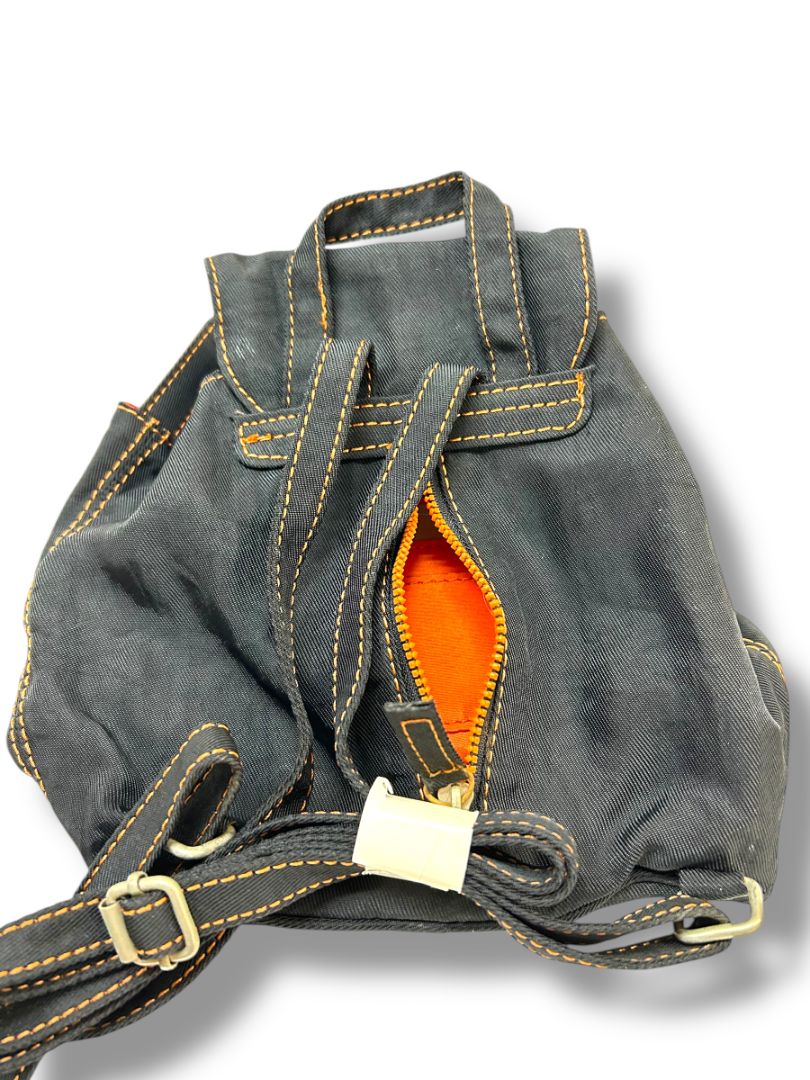 Nine West Black Vinyl Mini Backpack Black Orange Trim