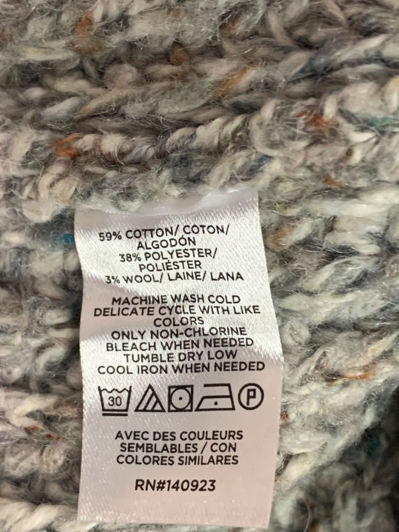 Size XS Loft Womens Chunky KNit Gray Multicolor Sweater Cotton Blend