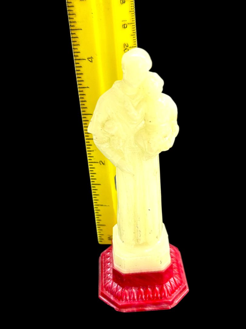 Saint Joseph Statuette Glow in the Dark Italy on Stand Plastic 4.5"