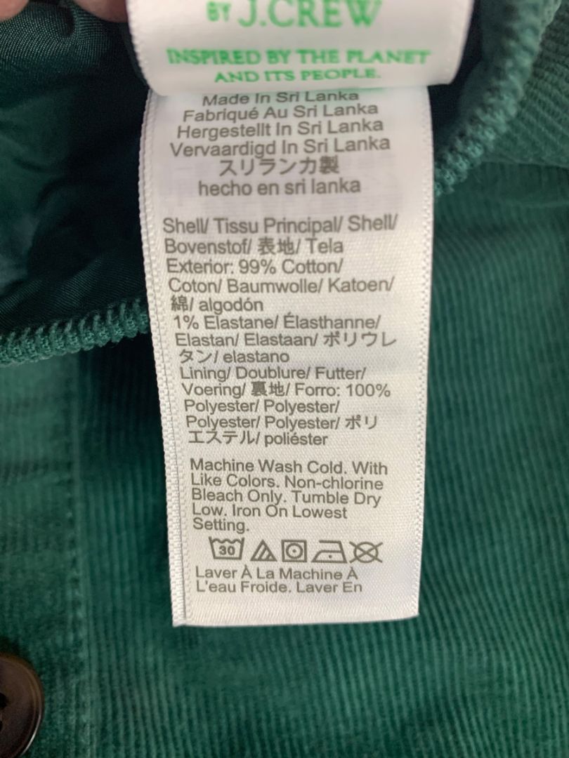 Size 00 J.Crew Button Front Green Corduroy Mini Skirt Pockets BA838