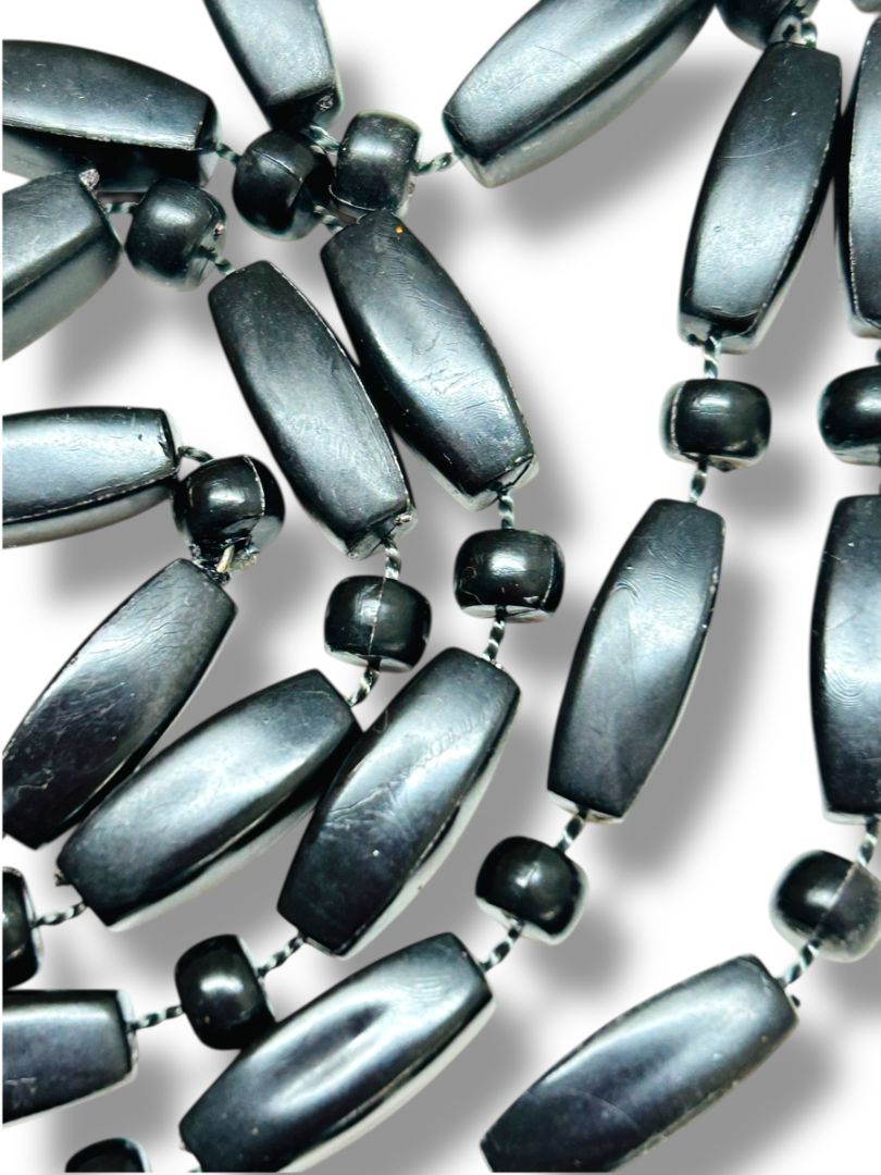 Black Lightweight Acrylic Bead Necklace 52" Overhead Strand String Clasp