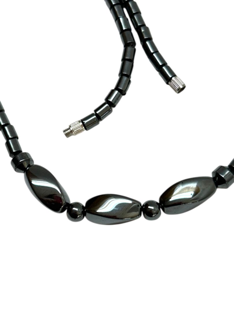 Hematite Necklace Screw Barrel Clasp 18.5"