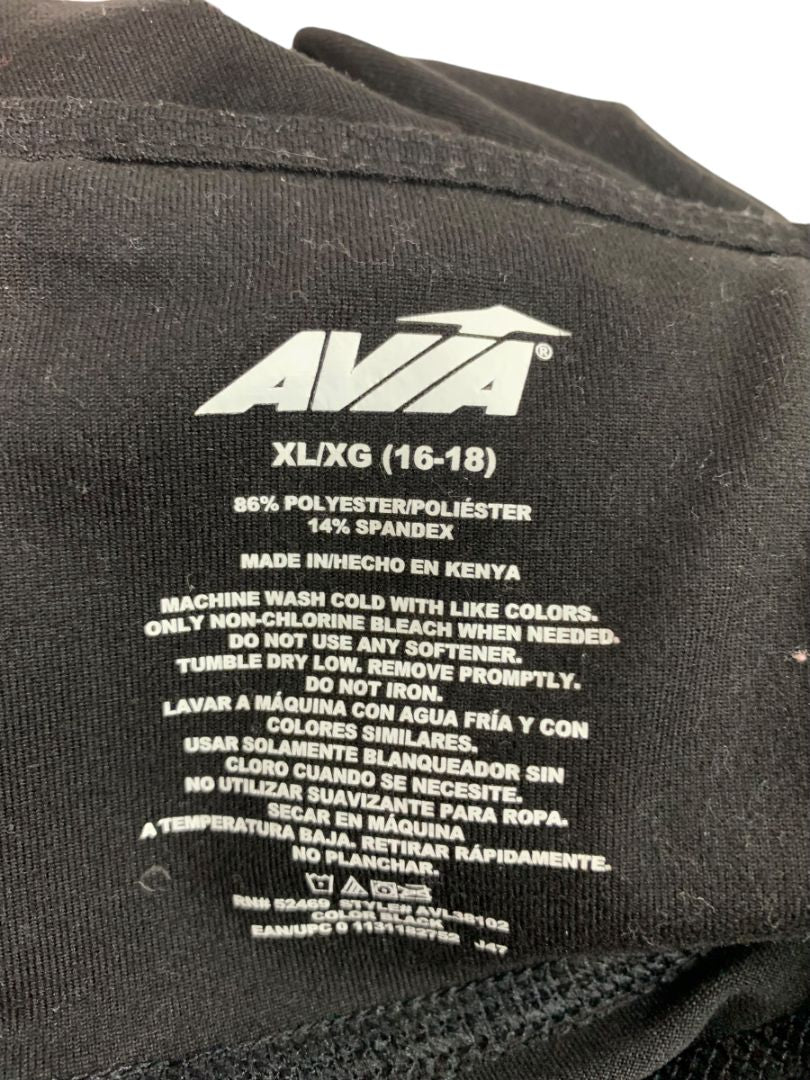 XL (16-18) Avia Womens Black Workout Leggings Full Length 28.5" Inseam