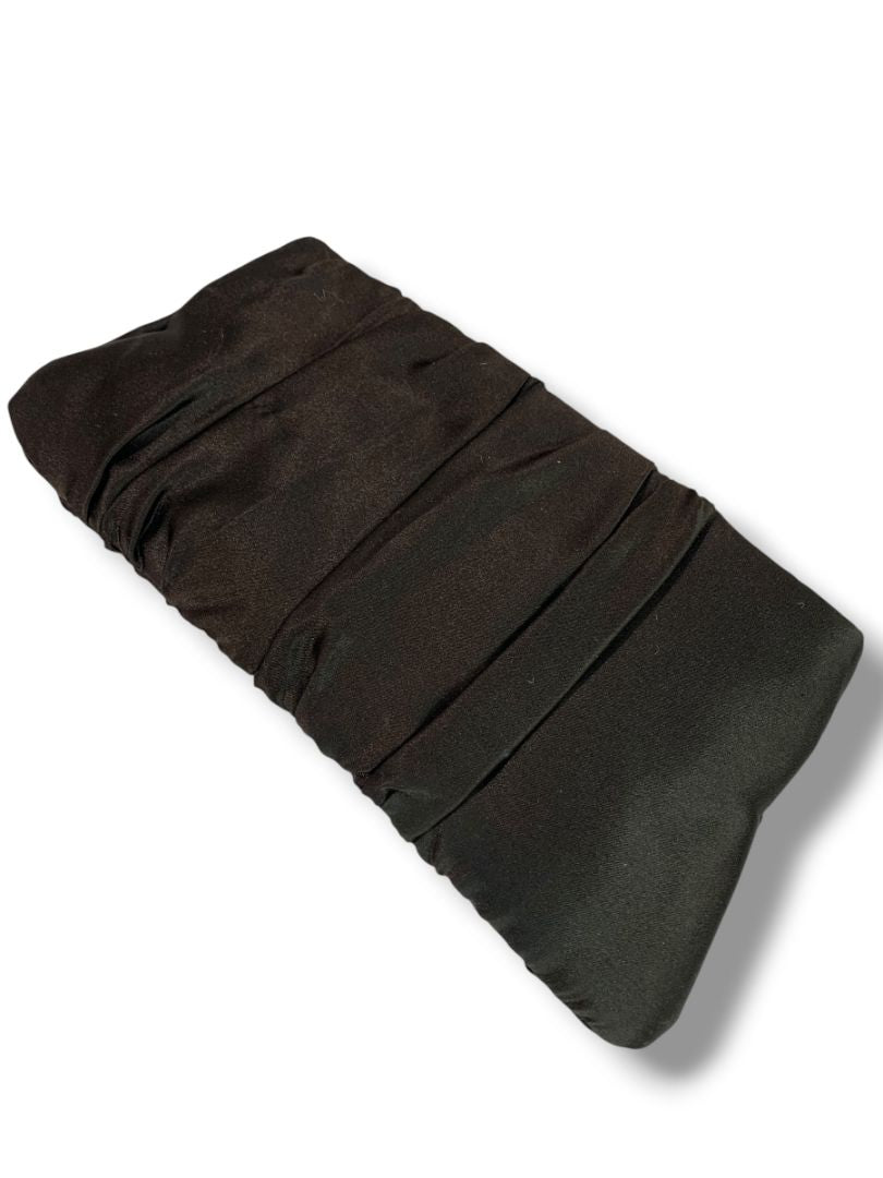 Steve Madden Satin Clutch Evening Bag Ruched Hinged Opening Bright Lining