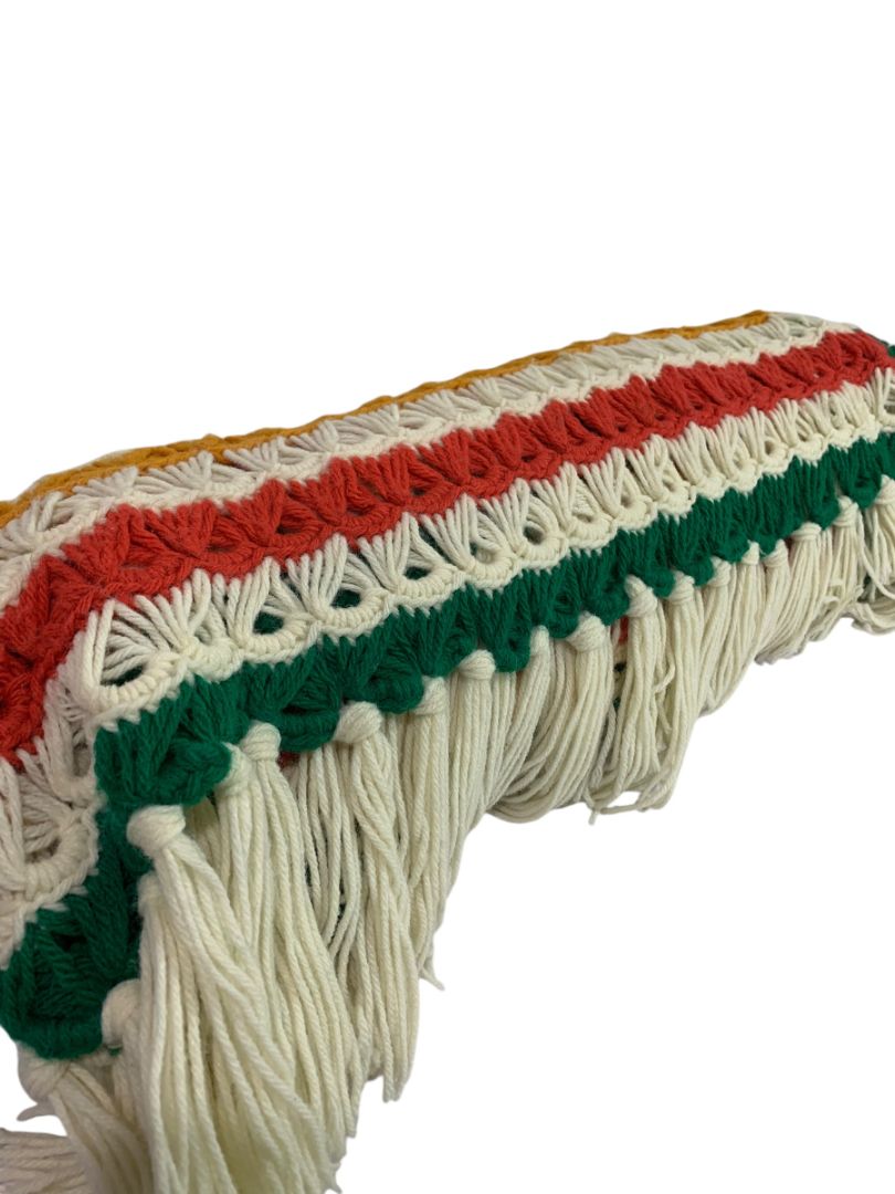 Vintage Striped Crochet Afghan Retro Broomstick Lace Stitch 68" x 50"