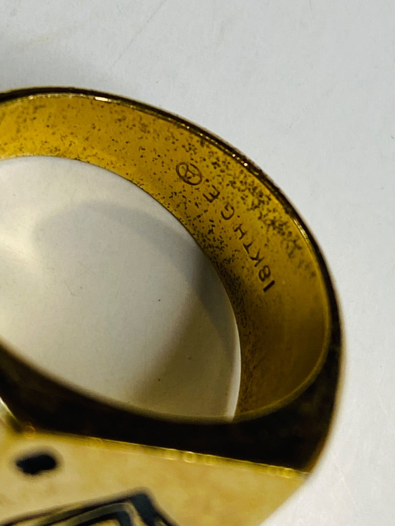 Size 9 Vintage 18k Gold Electroplate Ring Ace of Spades 17.5mm
