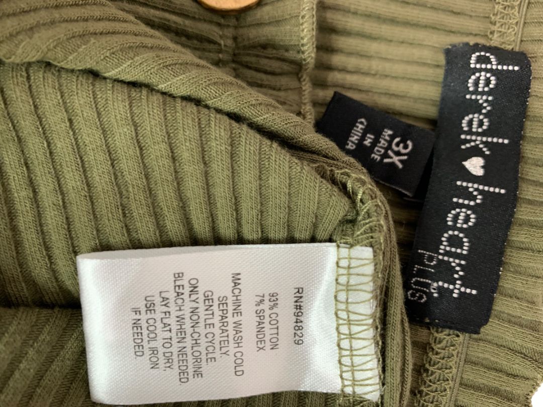Size 3X Derek Heart Plus Army Green Rib Knit Pullover Dress