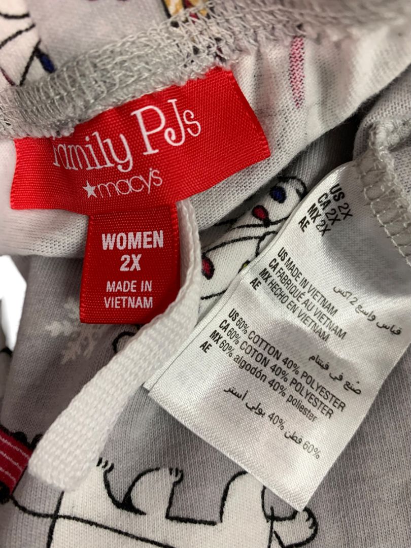 Size 2X Macys Family PJs Womens Soft Knit Pajama Pants Gray Polar Bear
