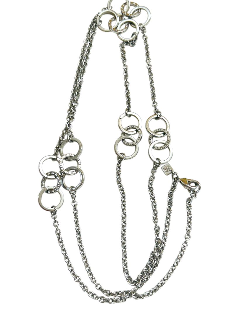 Banana Republic Silvertone 42" Chain Necklace Circle Detail Lobster Clasp