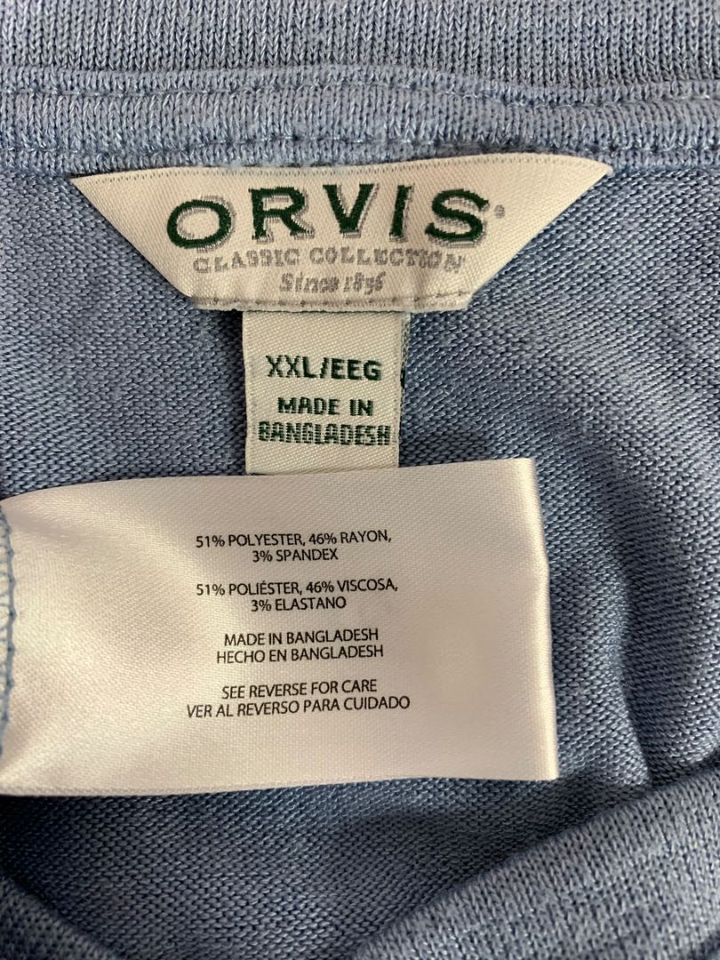 Size XXL Orvis Womens Short Dolman Sleeve V-Neck Sweater Light Blue