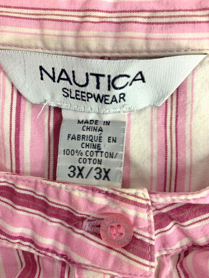 Size 3X Nautica Sleepwear Womens Plus Size Sleep Shirt Nightshirt Pink Striped
