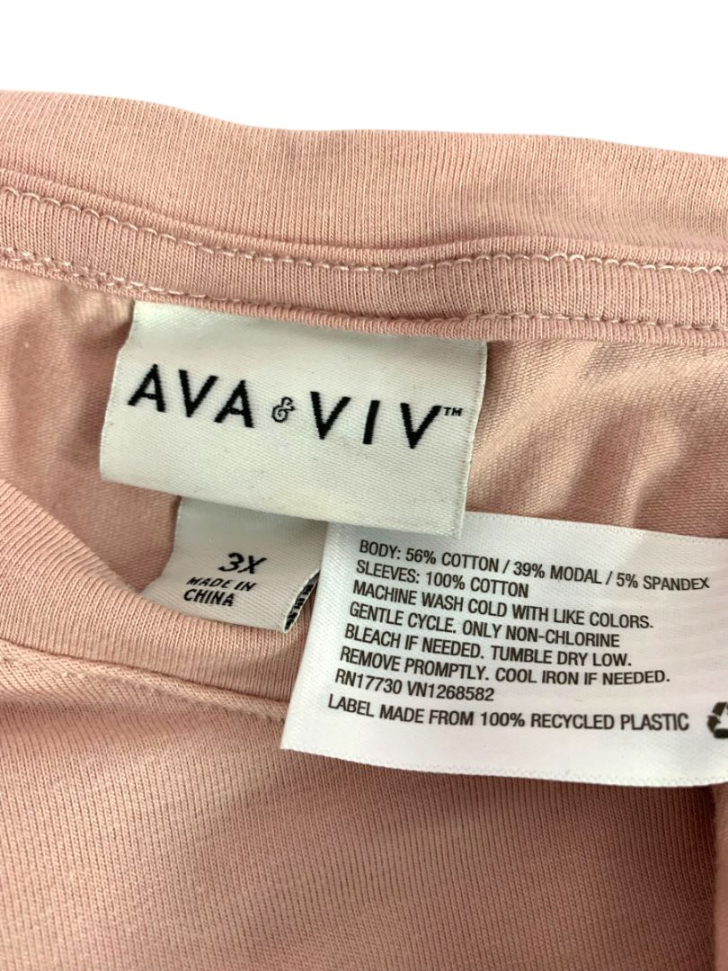 Size 3X Ava & Viv Womens Pink Eyelet Sleeve Tshirt Romantic