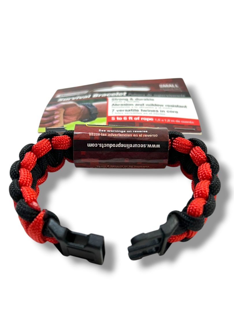 Small (7") SecureLine Survival Bracelet Clip Red Black 5-6ft Rope New