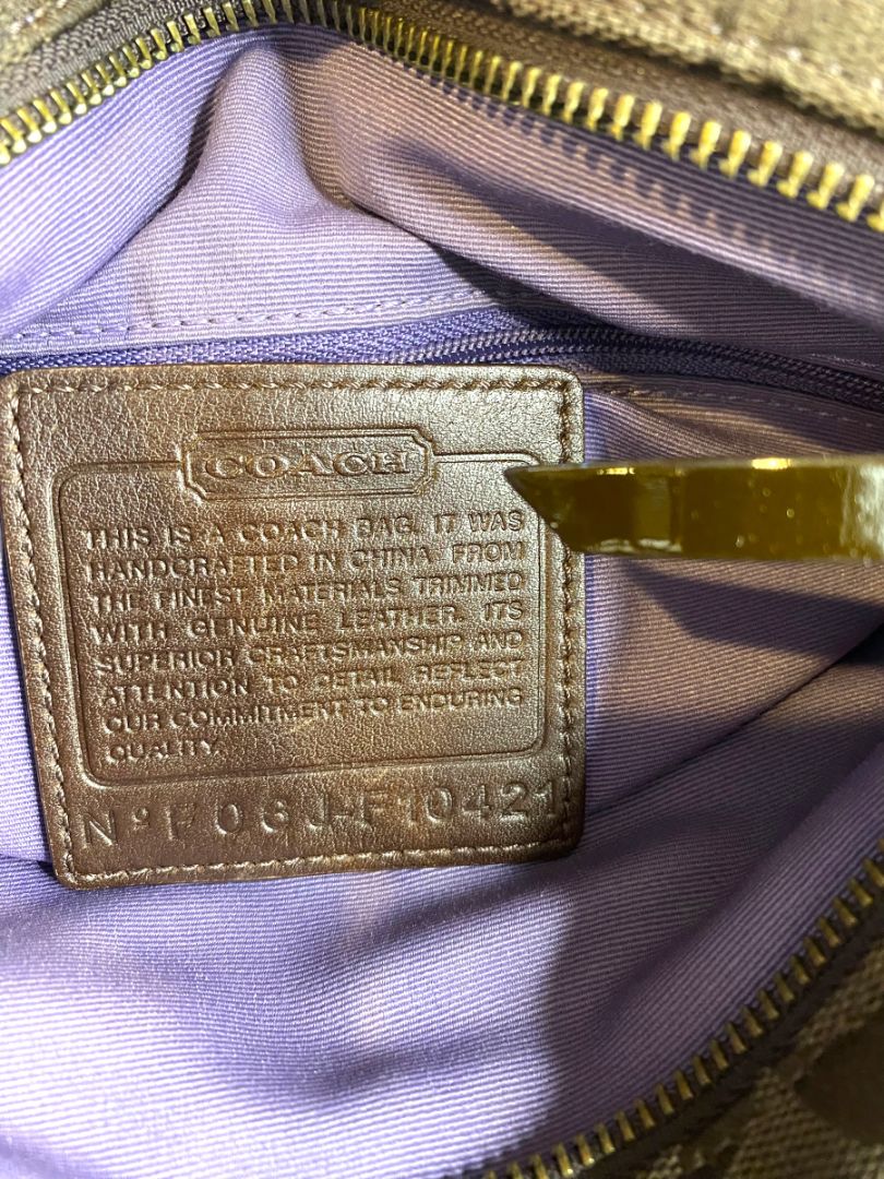 Vintage Coach Patchwork Brown Metallic and Suede Shoulder Bag F10421