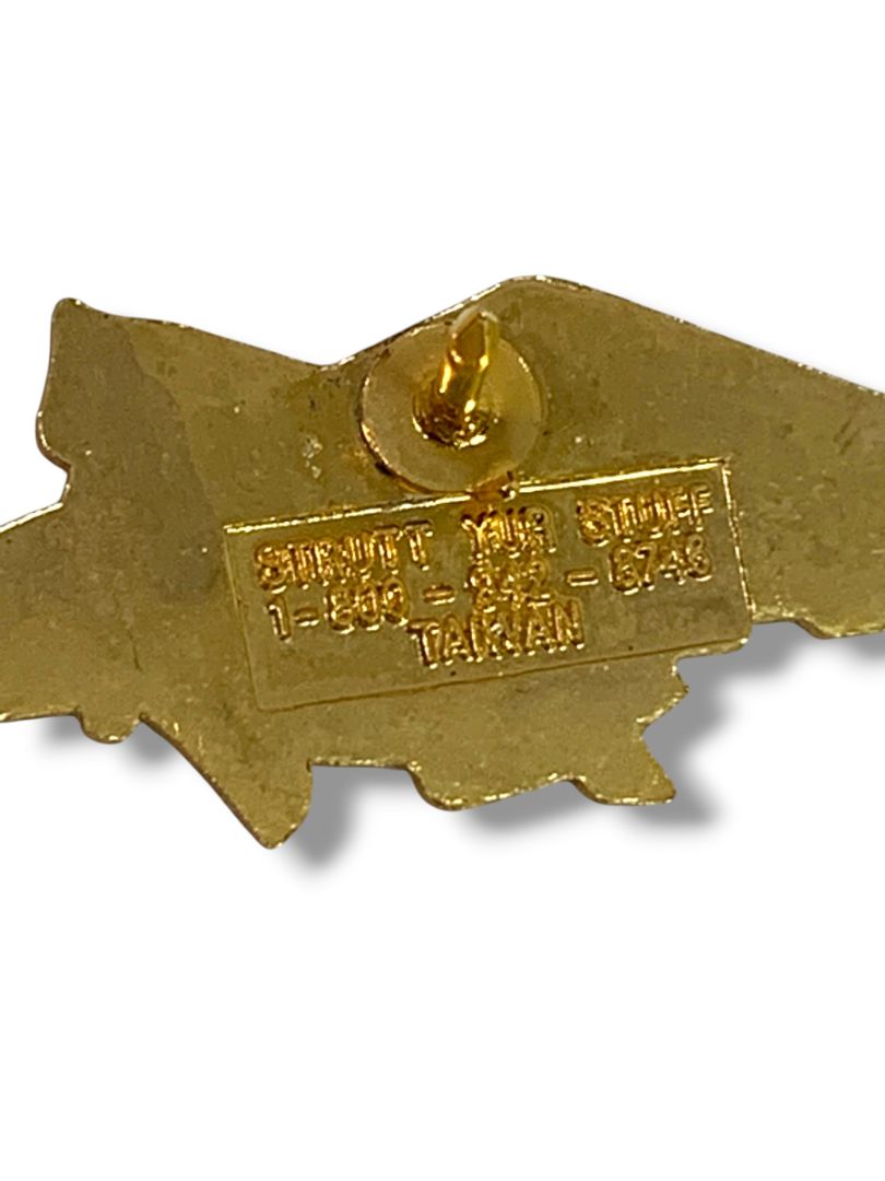Lapel Pin 1.5" Pocono Raceway Flag Triangle Goldtone