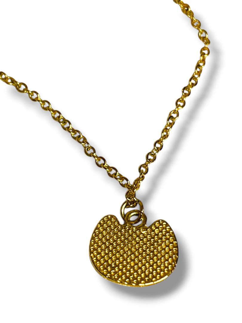 Delicate Goldtone Pendant Necklace Charming Charlie Peach Color Enameled 16-18"